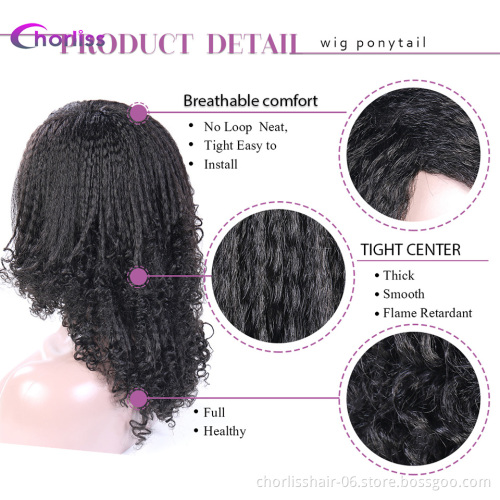 Wholesale Hot Selling Black Yaki Kinky Straight Afro Wig For Black Women Cheap Synthetic Hair Wigs Women's Wigs